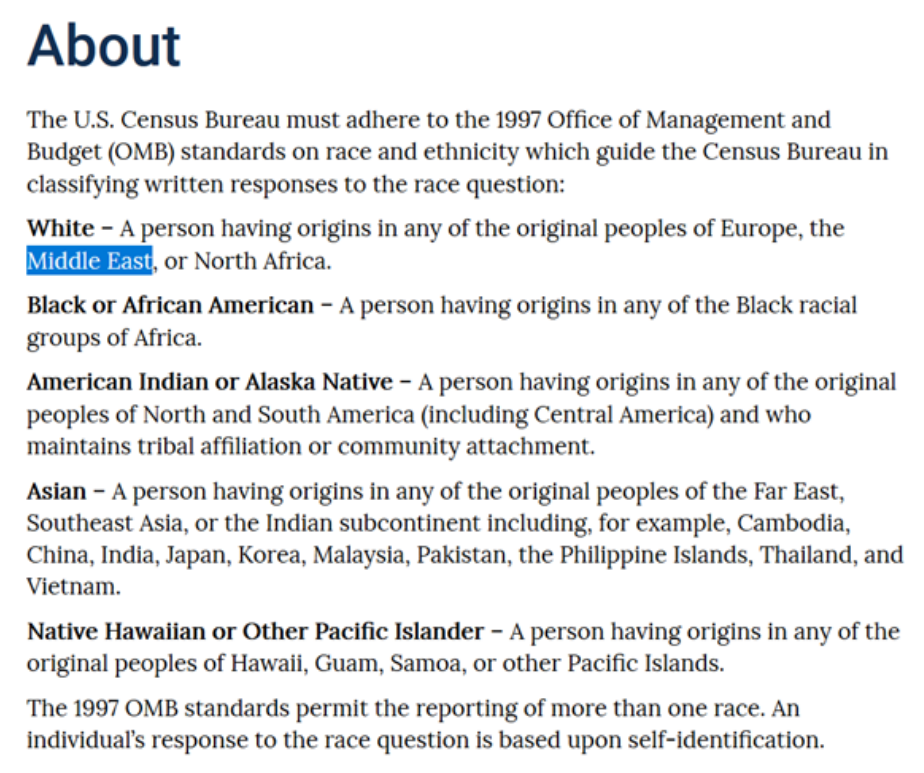 US Census race categories showing broad definitions of race